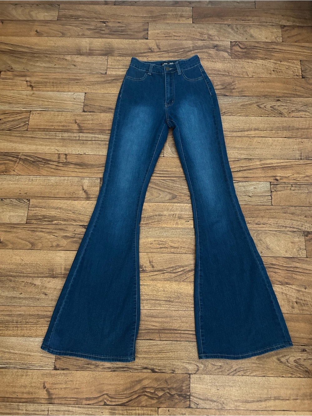 JC & JQ High Waist Stretch Bell Bottom Flare Jeans Dark Wash Size S